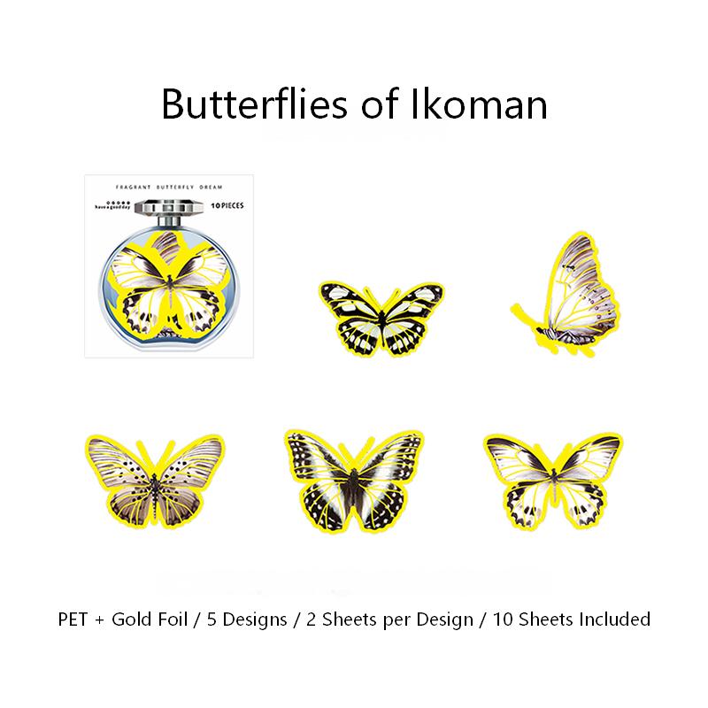 Scented Butterfly Dream PET Stickers -10Pcs each pack