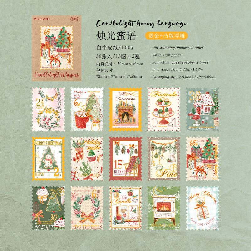 Christmas Letter Solid Stamp Stickers – 30 Pcs, 4 Designs