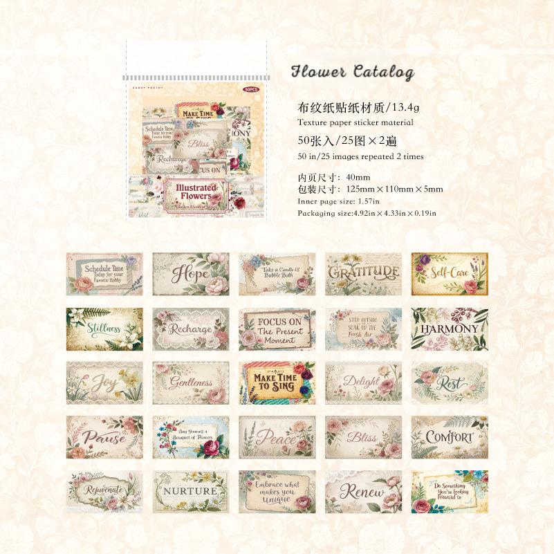 0615 Retro text Sticker -50Pcs each pack