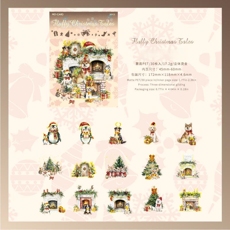 Christmas PET Sticker -30Pcs each pack