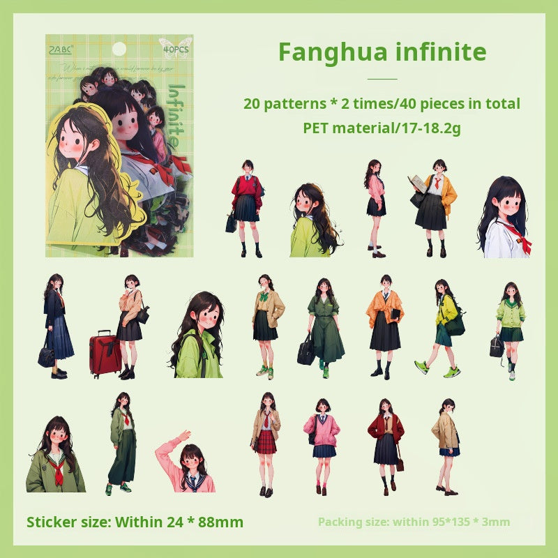 Girls PET sticker -40Pcs each pack