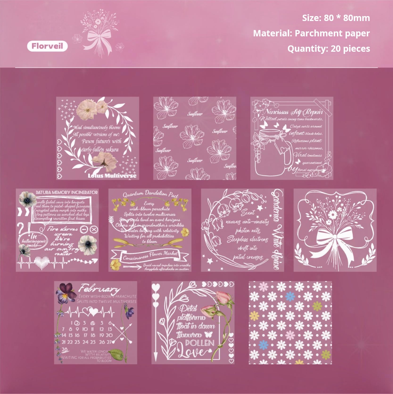 0530 Notes vellum paper -20Pcs each pack