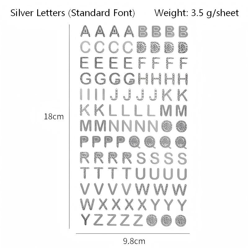 260327 Gold / silver number, letter sticker -1Pcs each pack