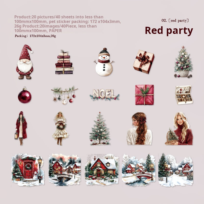 Merry Christmas PET Sticker -40Pcs each pack