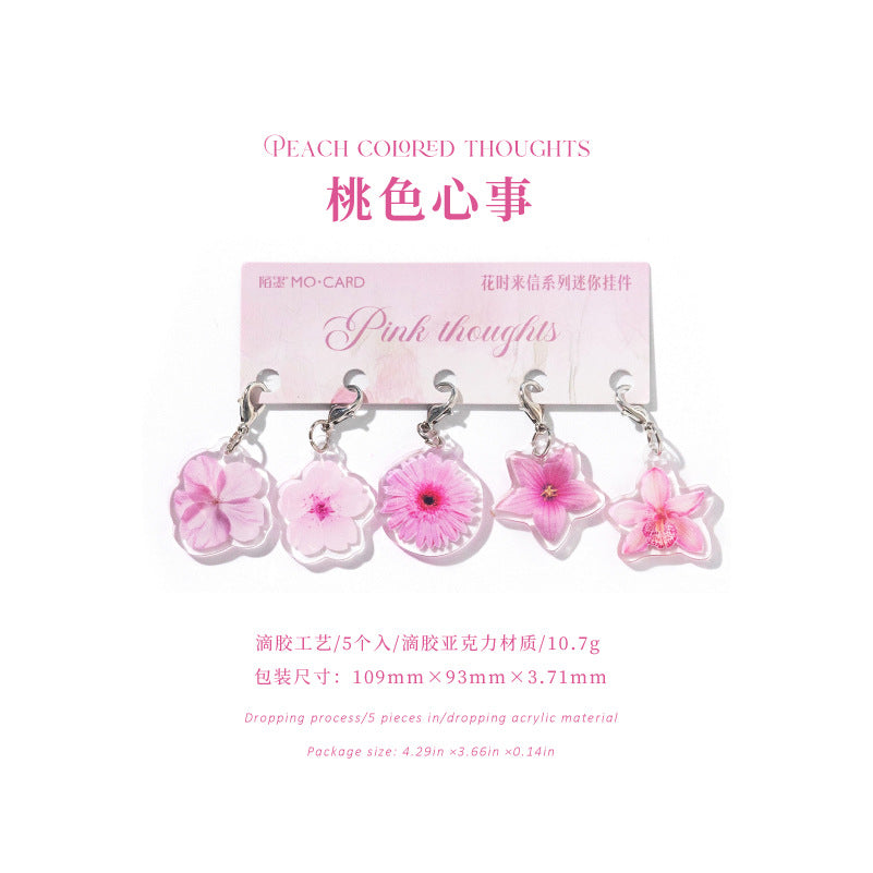 Flower Acrylic Mini Pendant 5 Pcs