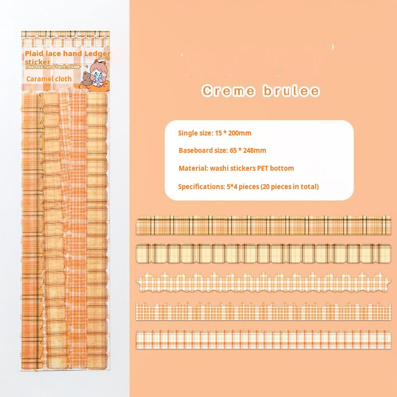 0622 Plaid lace Washi Stickers -20Pcs each pack