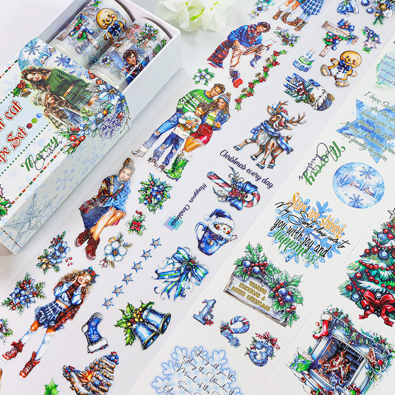 T-128- Set nastri natalizi blu *pretagliati