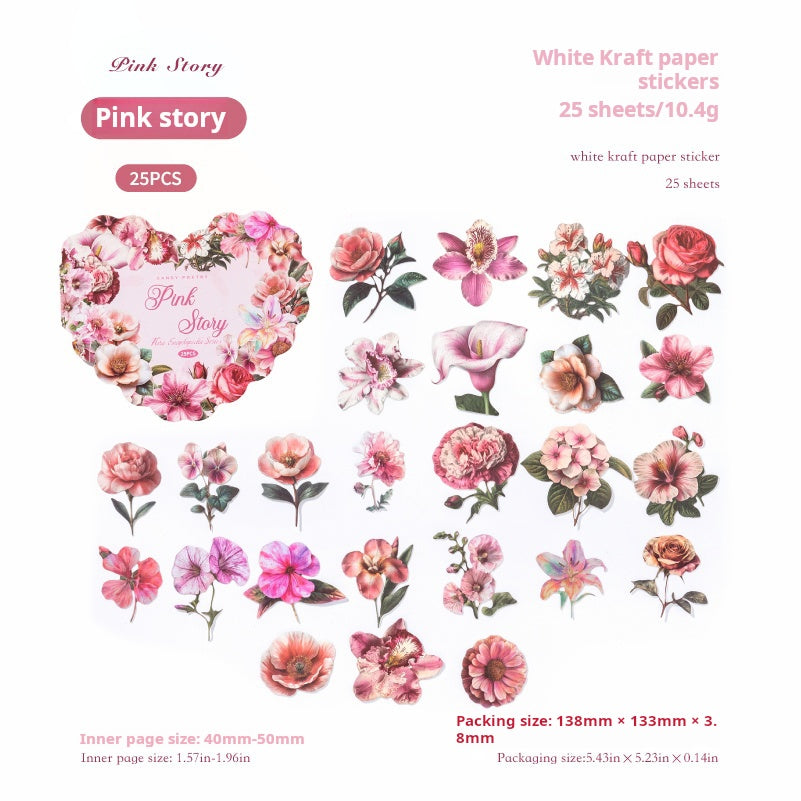 Flower cardstock sticker -25Pcs each pack