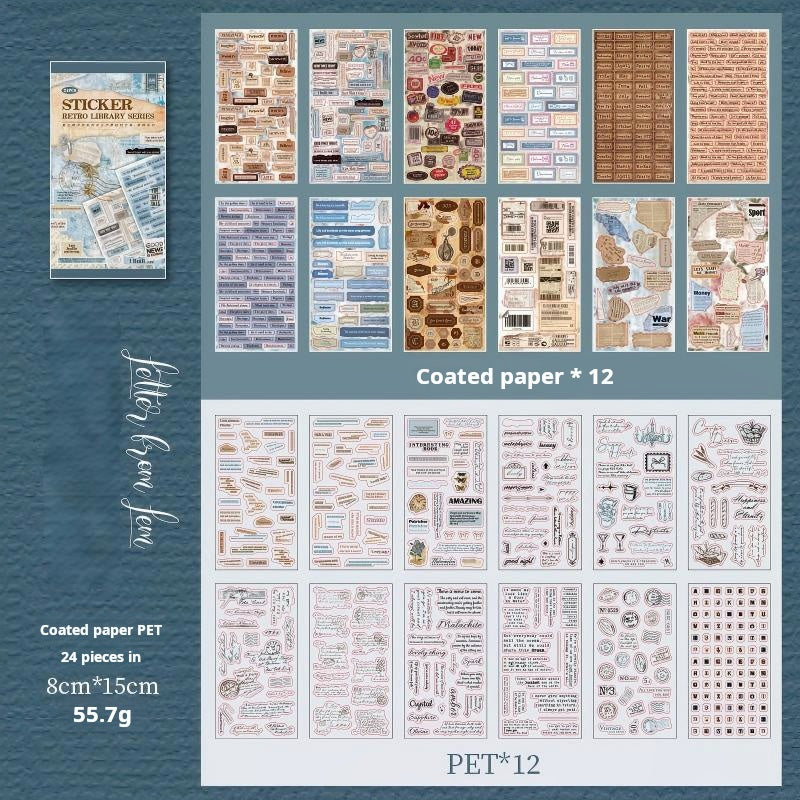 Vintage Library sticker book -24Pcs each pack