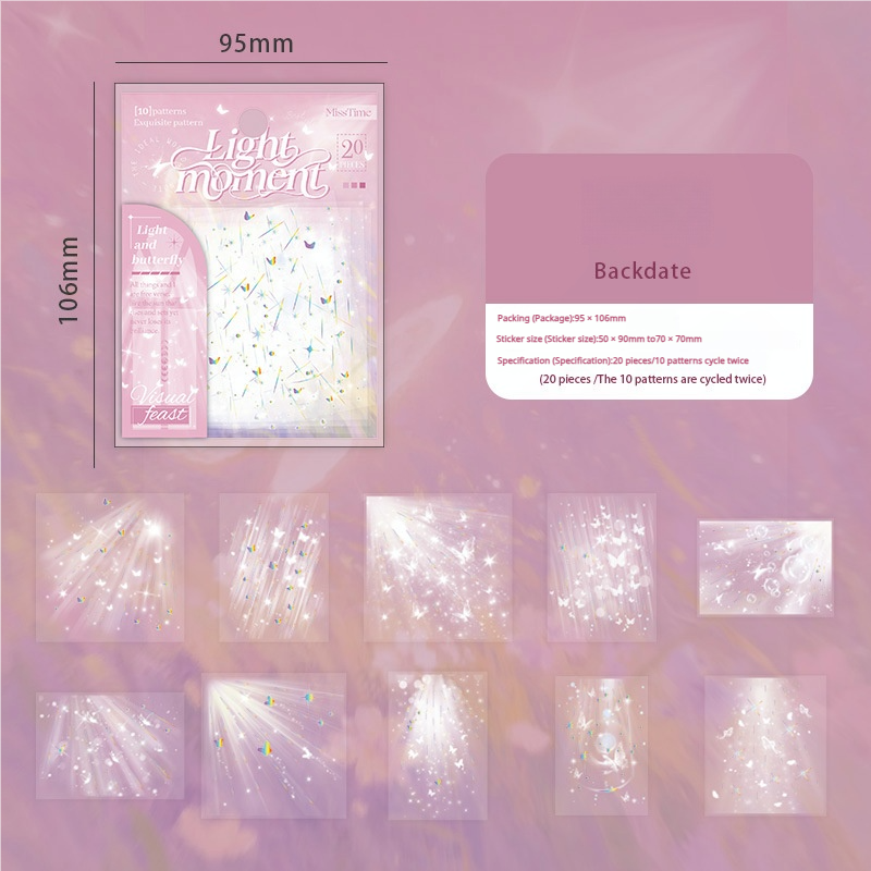 The moment of light falling PET sticker -20Pcs each pack