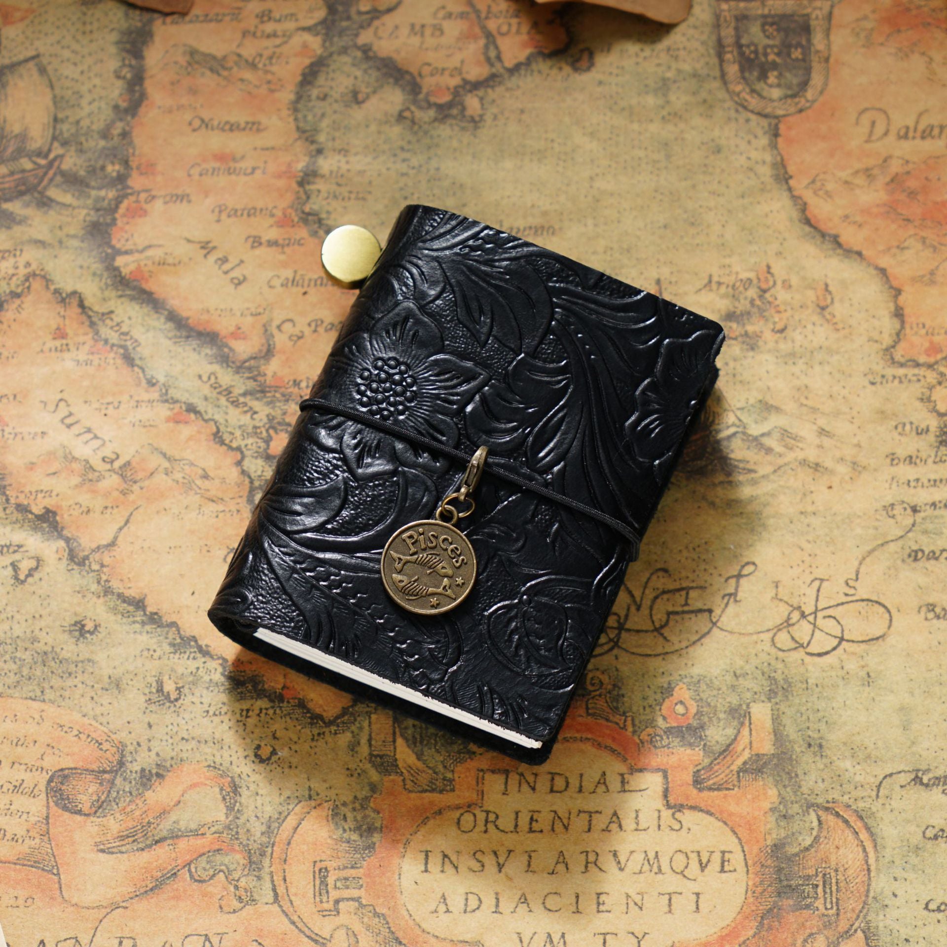 0101 Leather embossed mini journal