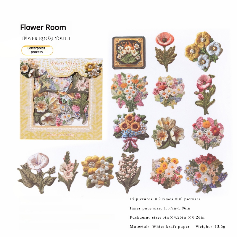 Embroidery Solid sticker -30Pcs each pack