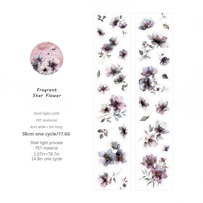Flowers PET tape *pre-cut -4cm*2M
