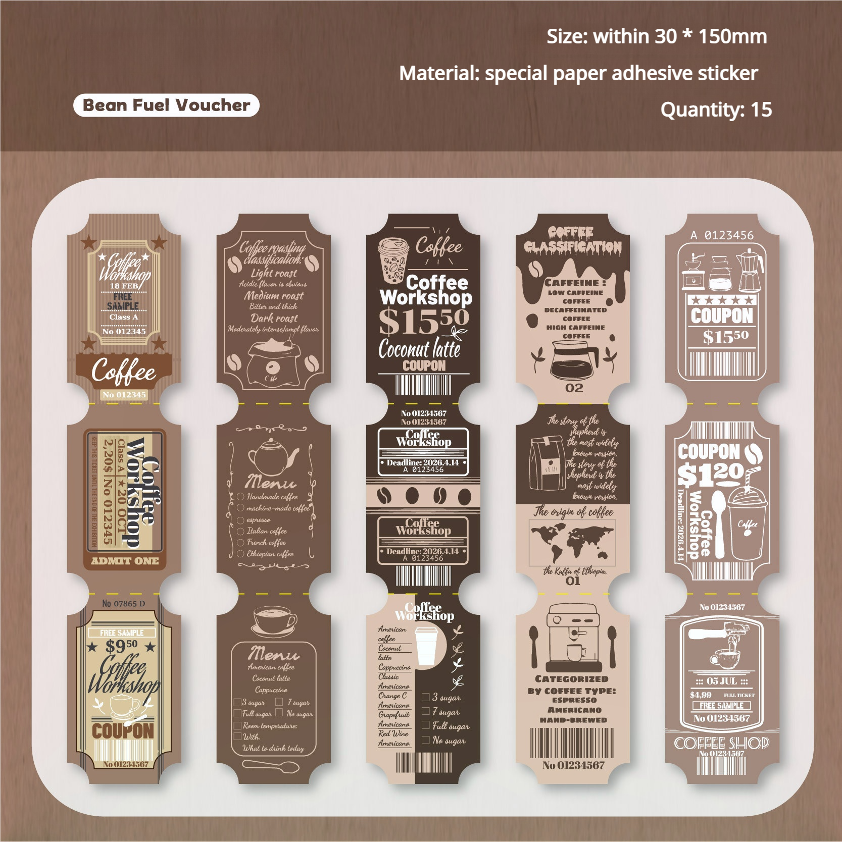 Ticket Sticker -15Pcs each pack