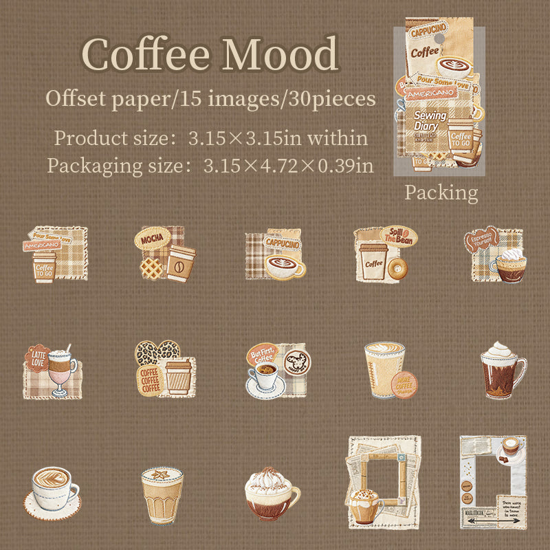 Sewing diary cardstock sticker -30Pcs each pack