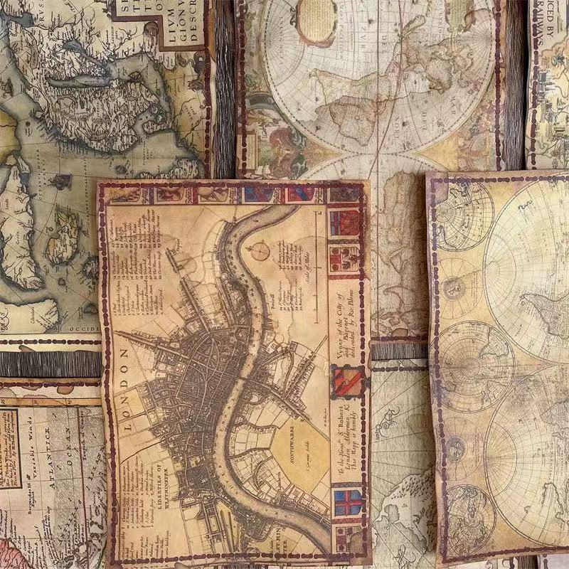 A5 Hand-dyed nautical map paper -8Pcs each pack