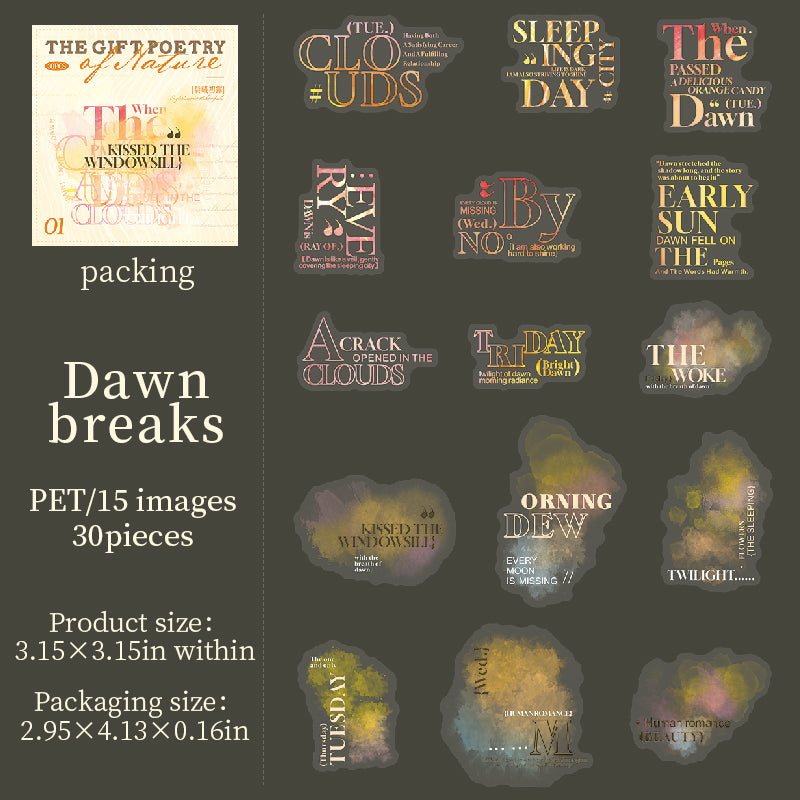 0830 The gift poetry of nature PET Sticker -30Pcs each pack