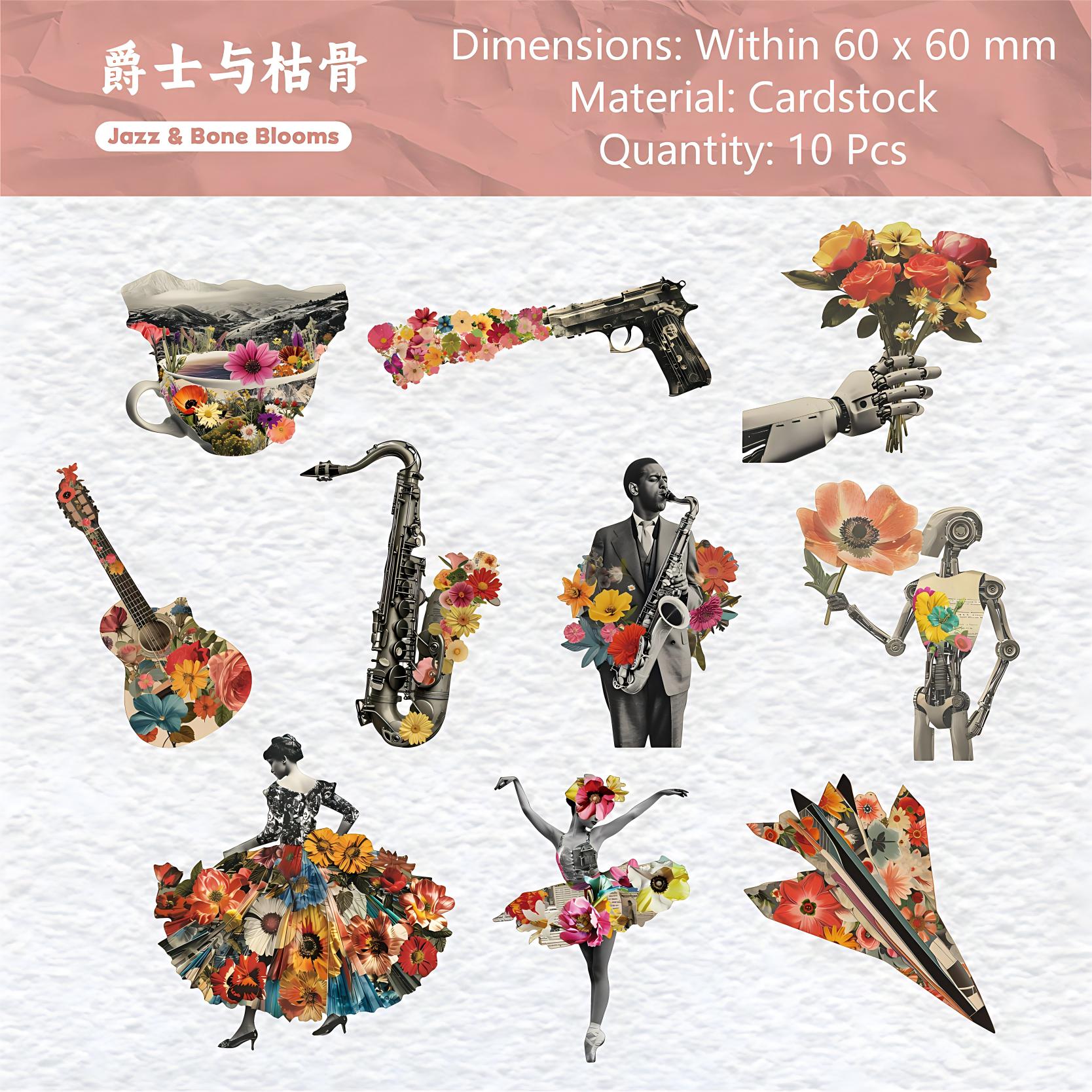 260415 Old Dreams Collage Poetry cardstock sticker -10Pcs each pack