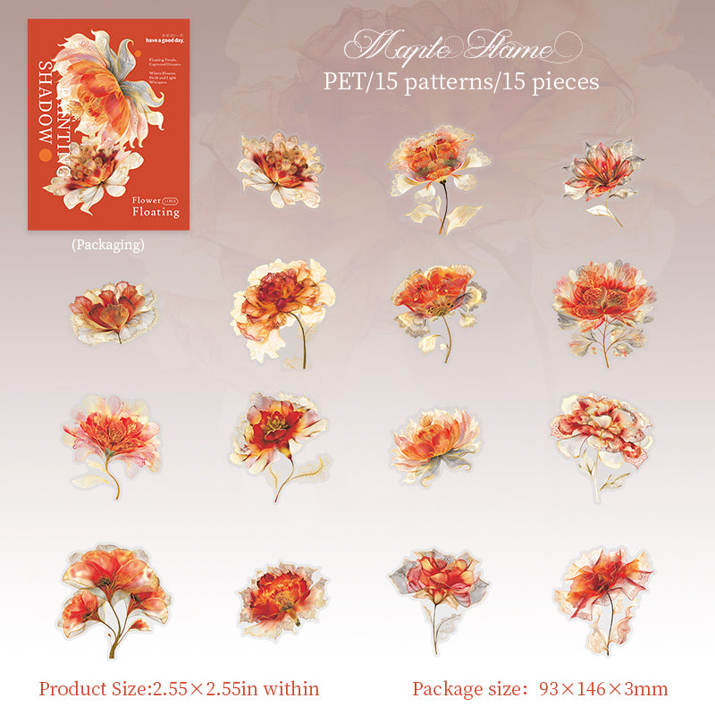 Flowers PET Sticker -25Pcs each pack