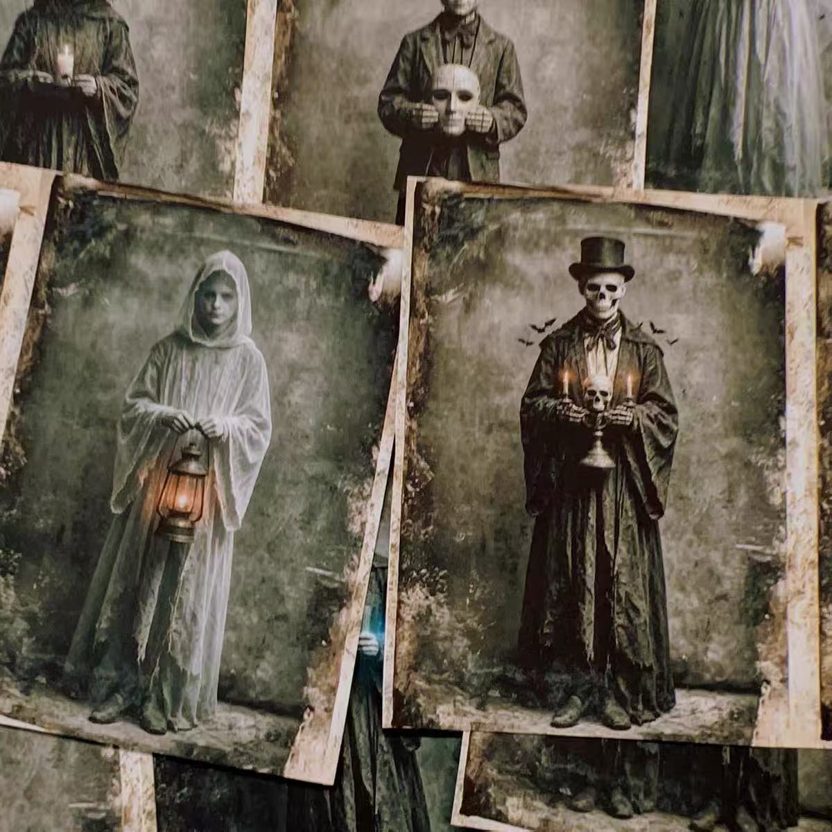 A4 size Vintage Gothic Halloween Style paper 3 pcs (Uncut, with white borders)