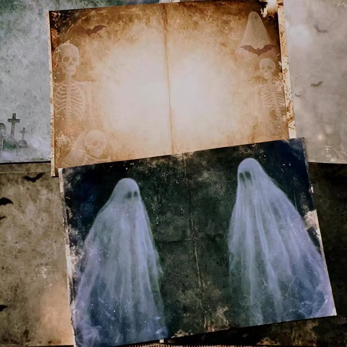 A4 size Dark Horror Ghosts Style paper 3 pcs (Uncut, with white borders)