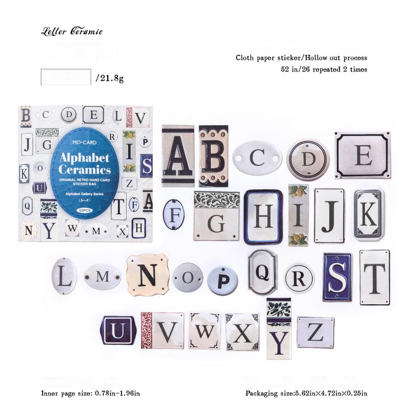 Vintage Letter Sticker -52Pcs each pack