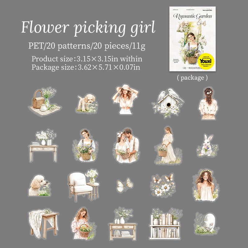 0320 Romantic garden Series Sticker -20Pcs each pack