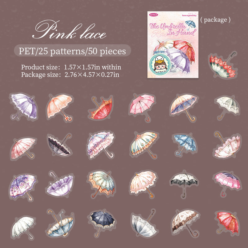 Umbrella PET Sticker -50Pcs each pack