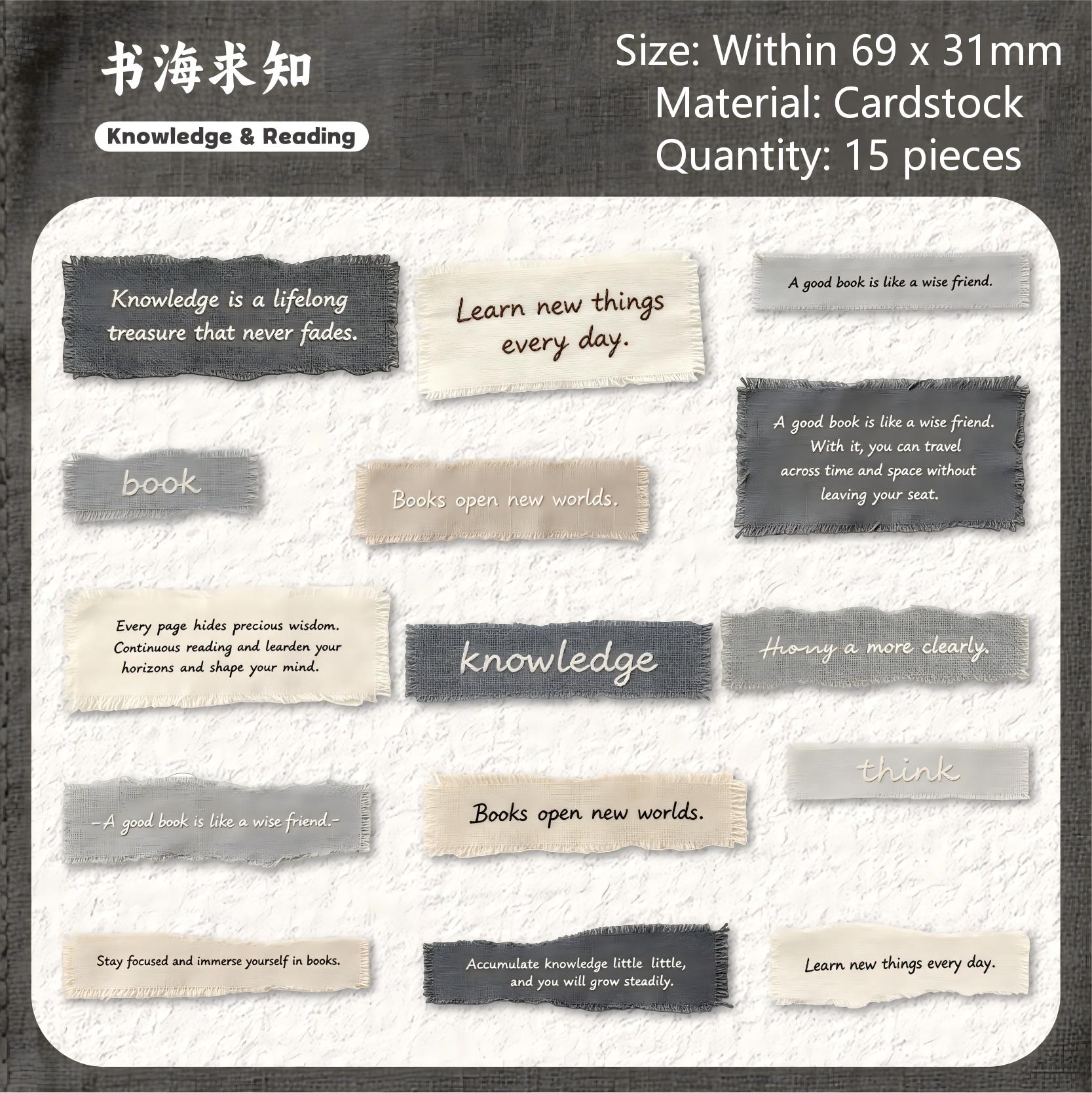 Fabric Text Word Cardstock Stickers -15Pcs each pack