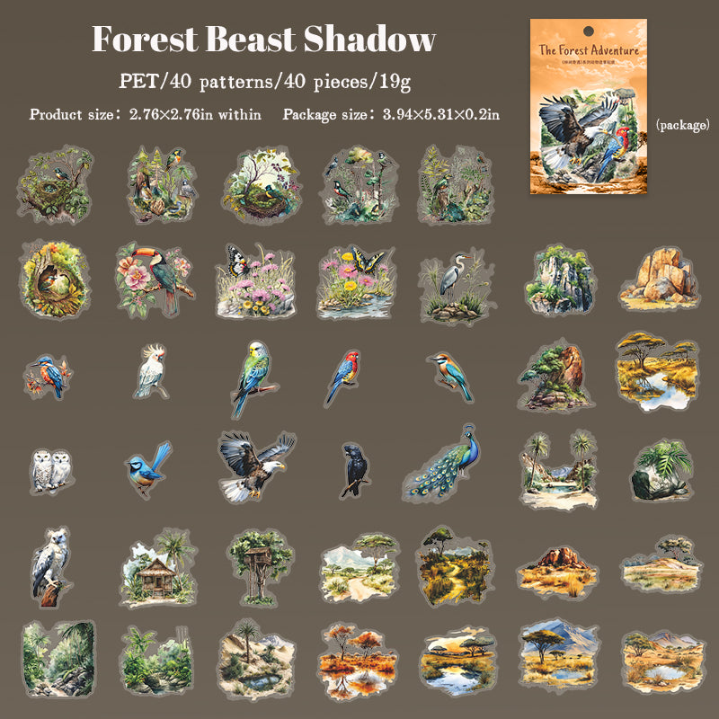0417 The Forest Adventure Series Sticker -40Pcs each pack