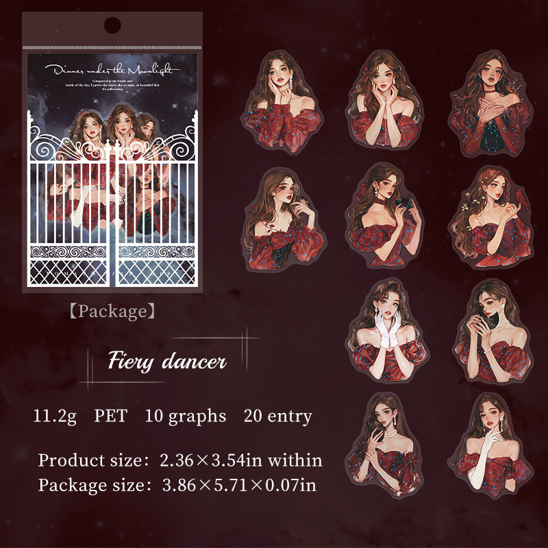 0310 Dinner under the moonlight Series Stickers -20Pcs each pack