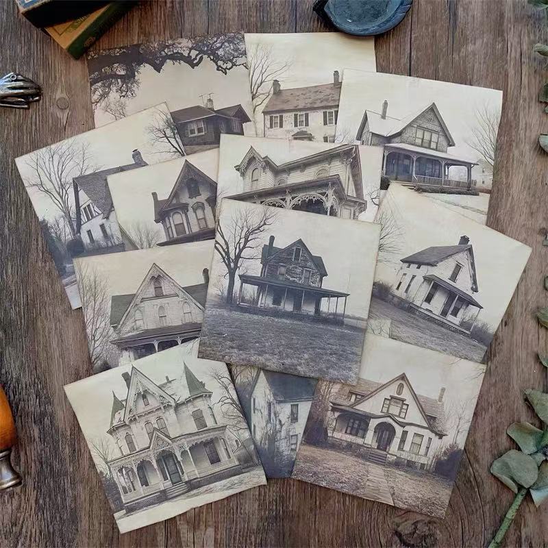 Vintage European and American Houses Hand-Dyed Paper -12Pcs each pack