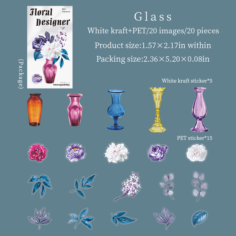 Flowers PET & Solid sticker -20Pcs each pack