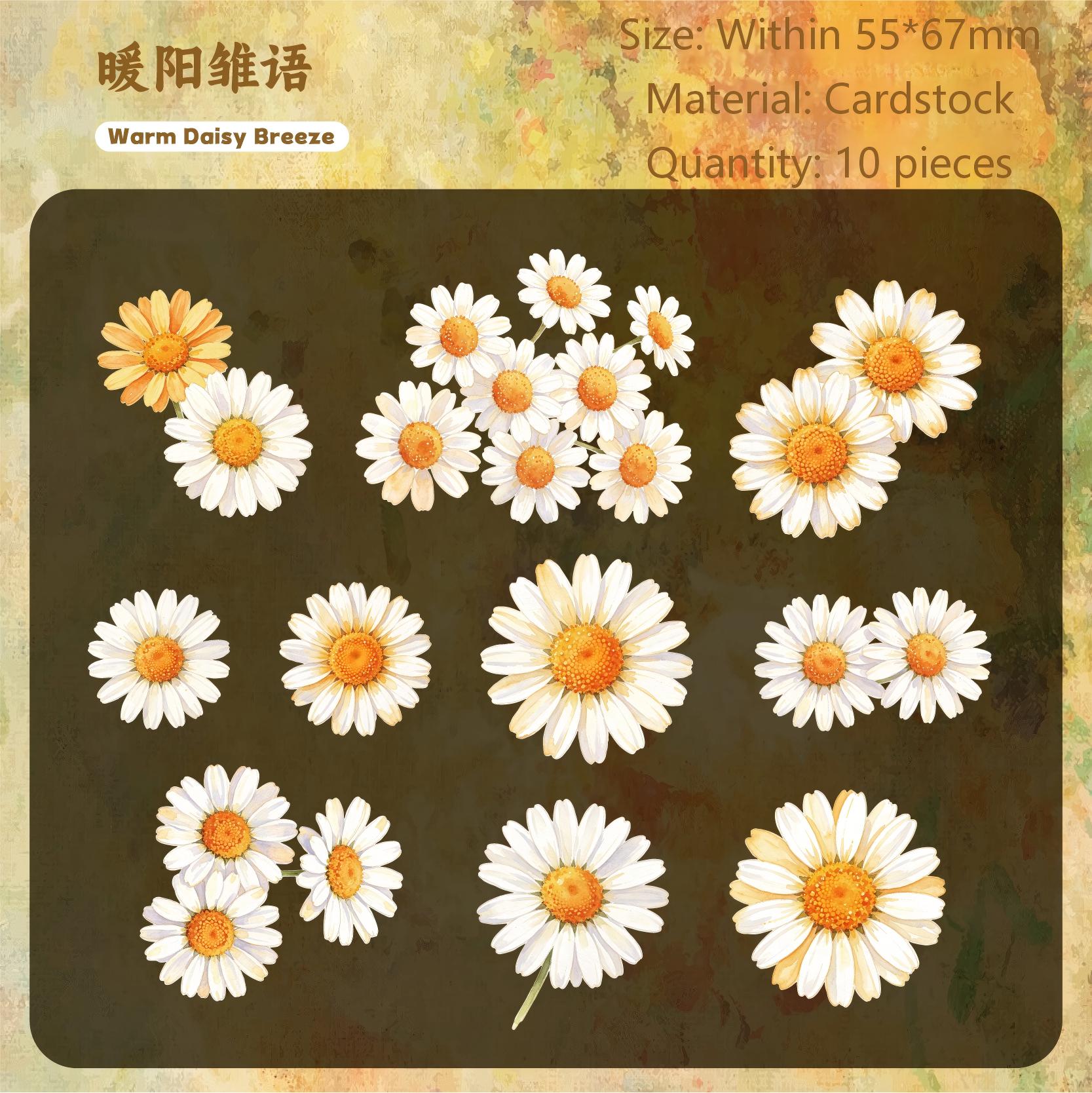 Soft Floral Cardstock Stickers -10Pcs each pack