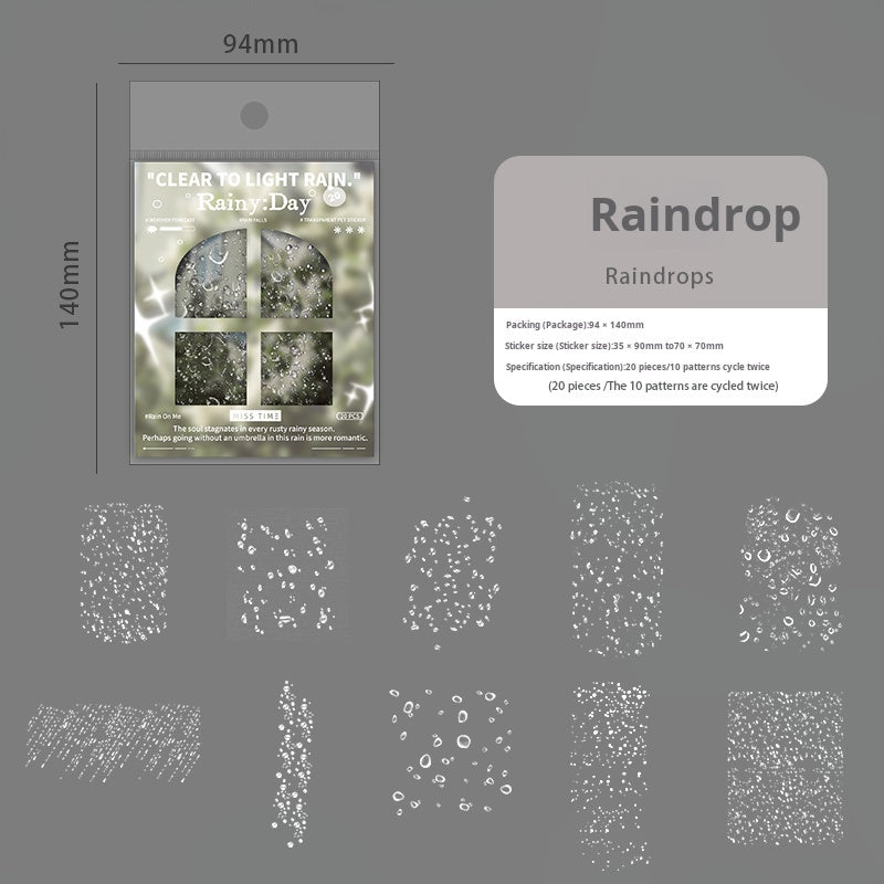 Rainy day PET sticker -20Pcs each pack