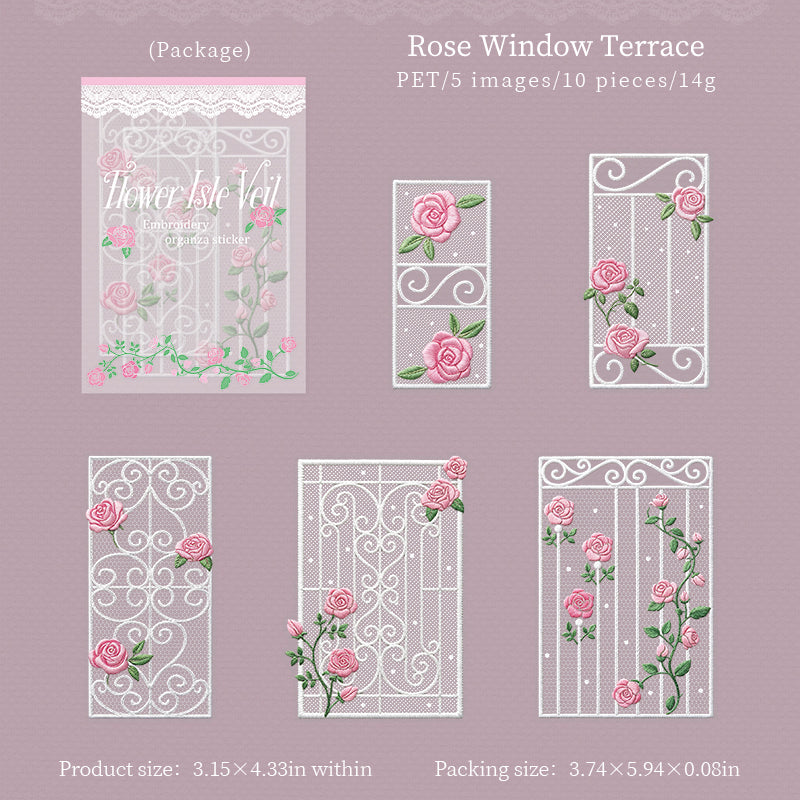 Flower Isle Veil PET Stickers -10Pcs each pack