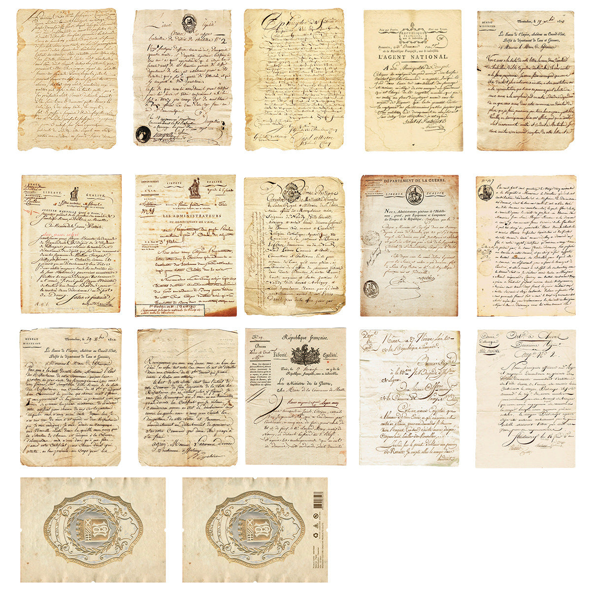 Vintage Distressed Material Paper -15Pcs each pack