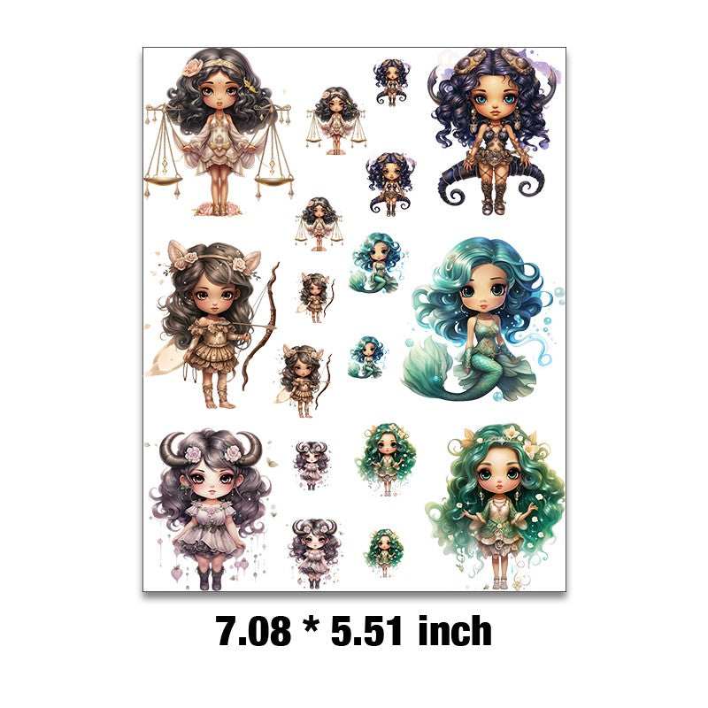 E-53- Constellation Girl Embossed sticker 1 Pcs