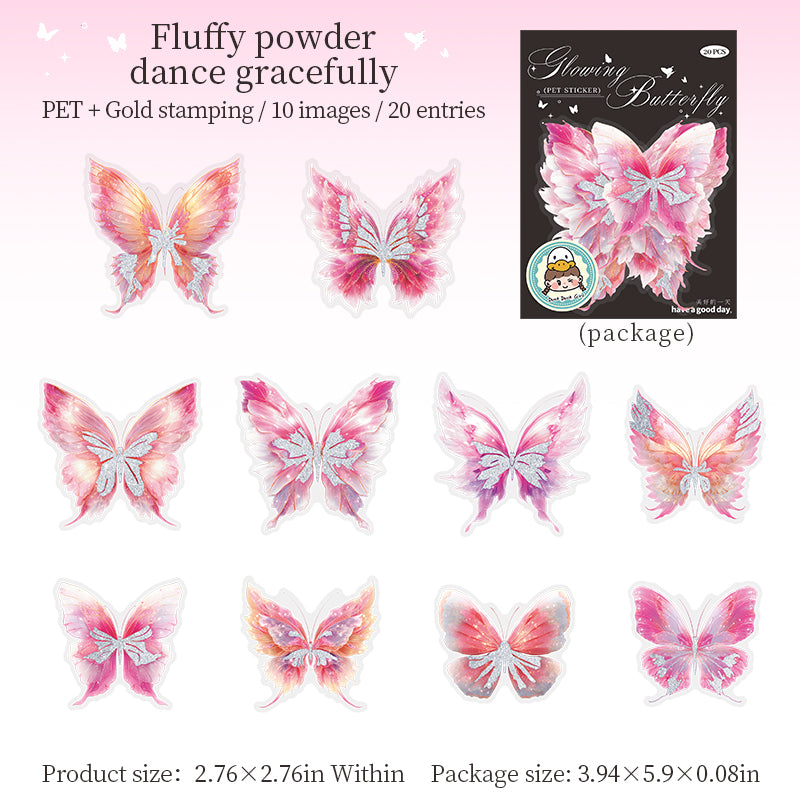 Butterfly PET Sticker -20Pcs each pack