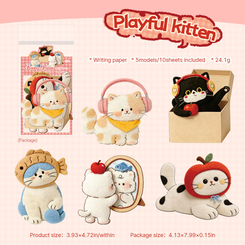 Furry Animals Solid Sticker -10Pcs each pack