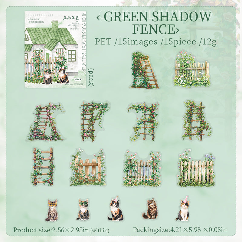 0317 Cat in the Backyard Series Sticker -15Pcs each pack