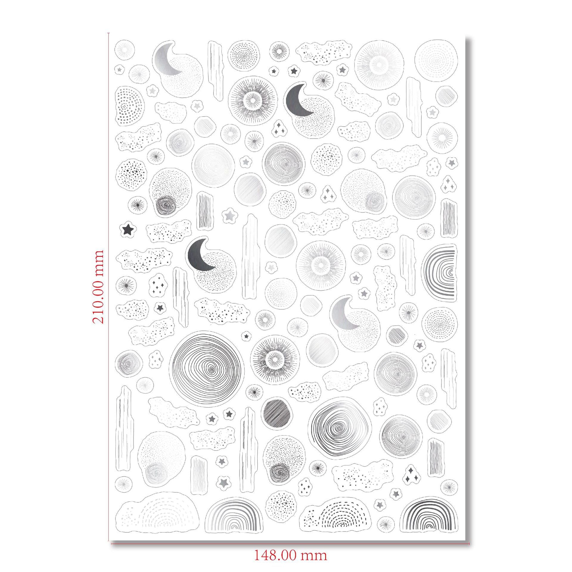 Gold & Silver Foil Star & Moon Holographic Die-Cut Stickers, 1 sheet