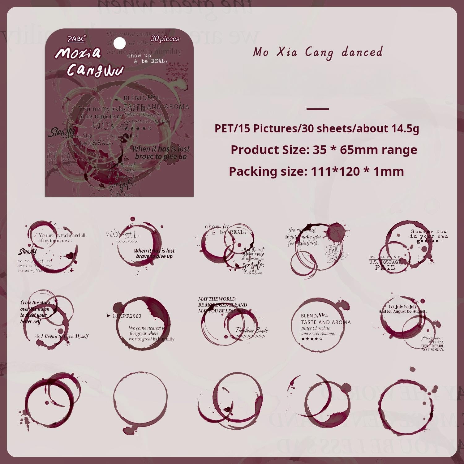 Colorful round frame PET Sticker -30Pcs each pack