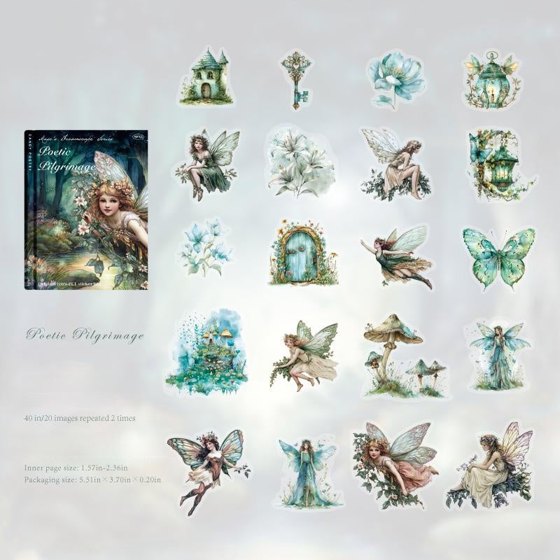 Vintage elf PET sticker -40Pcs each pack