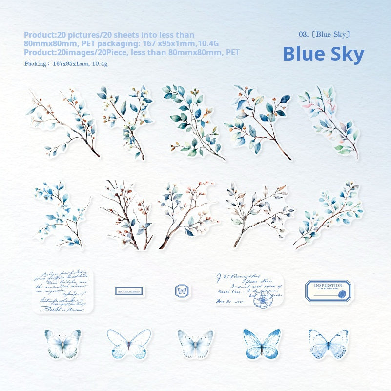 Branches and butterflies PET Sticker -20Pcs each pack