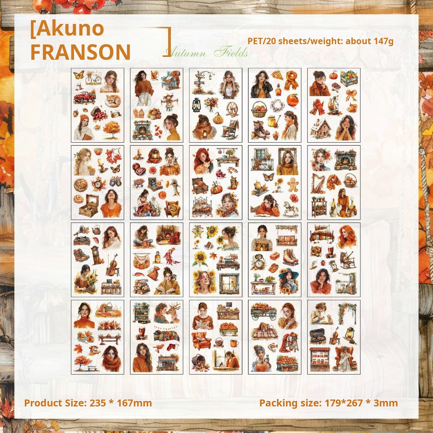 Character scenery PET sticker Book -20Pcs each pack