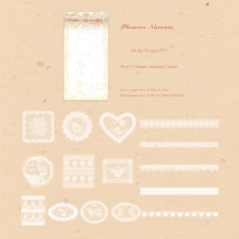 Lace PET Sticker -30Pcs each pack