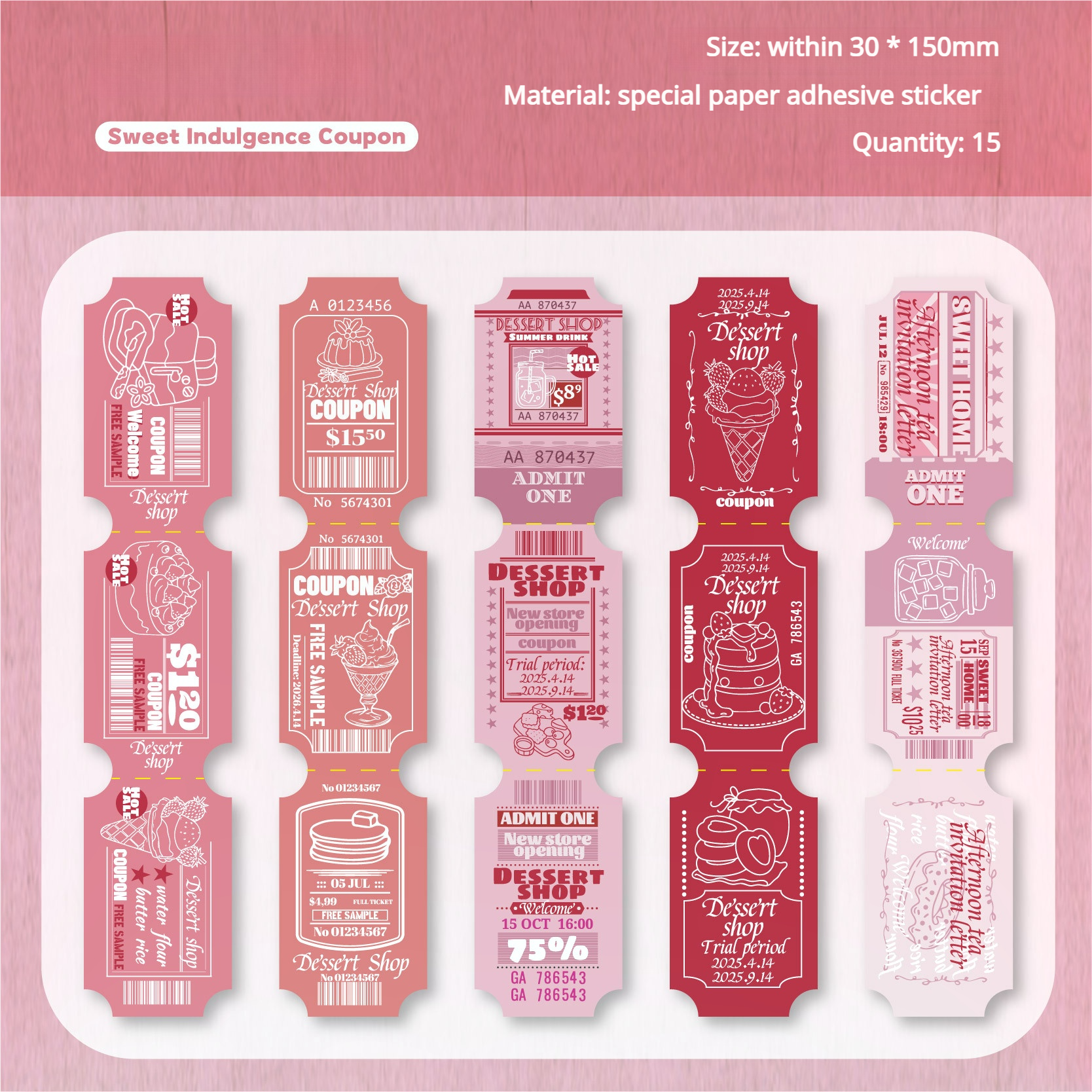Ticket Sticker -15Pcs each pack