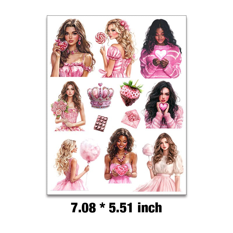 Candy Valentine Girl Embossed sticker 1 Pcs