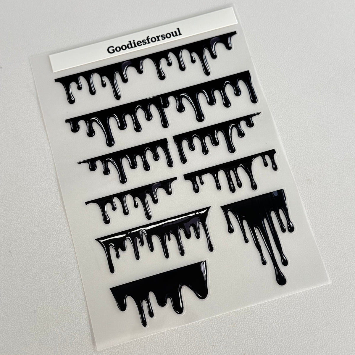 Black 3D dripping paint border sticker sheet